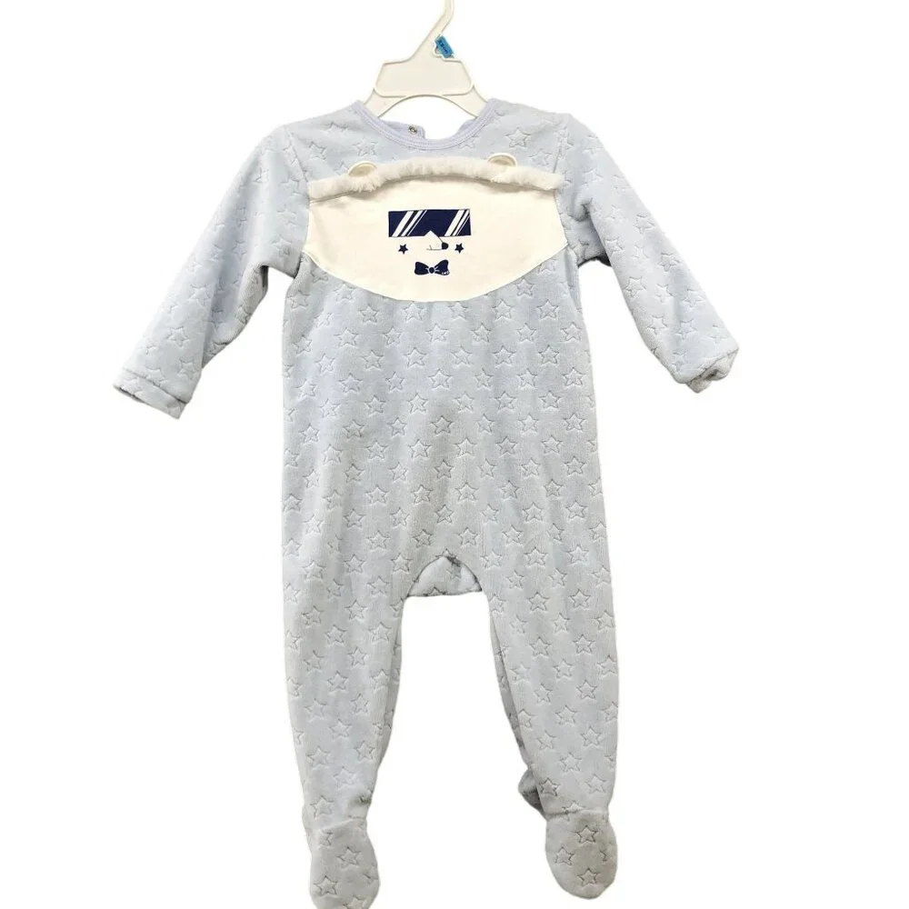 Little Marc Jacobs Footed Pajama‎ One Piece Baby 12M Blue Romper Fleece